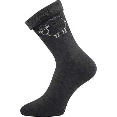 OVEČKANA dark grey melange winter woollen socks