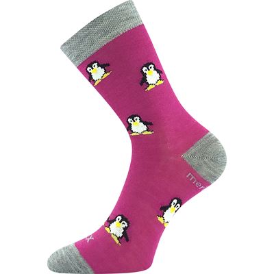 PENGUINIK thin merino children's socks with silver ions FUXIA