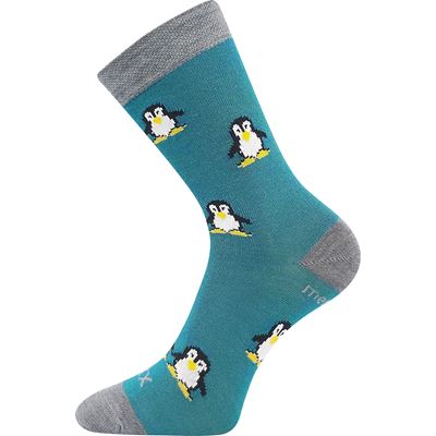 PENGUINIK thin merino children's socks with silver ions BLUE-GREEN