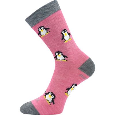 PENGUINIK thin merino children's socks with silver ions PINK