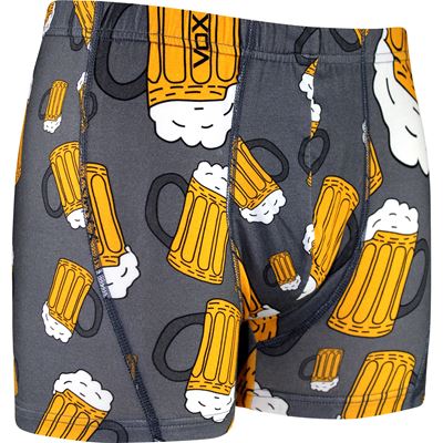 Men's boxer shorts with picture KEVIN cotton BEER large GREY