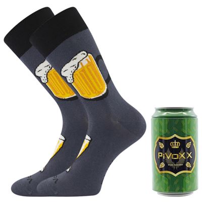 Men's summer socks PIVOXX + CAN with BEER images, pattern B
