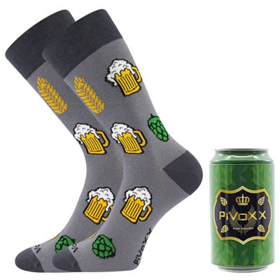 Men's summer socks PIVOXX + CAN with BEER images, pattern D