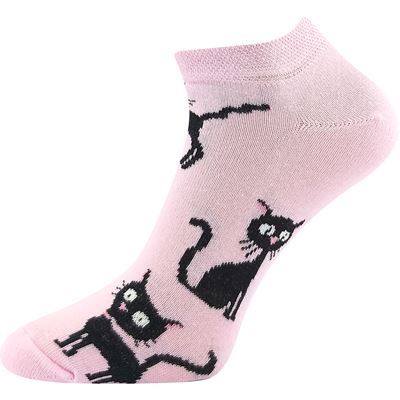 Women's low socks PIKI 55 summer WITH CATS mix A (3 pairs)