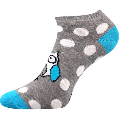Women's low socks PIKI 62 summer polka dot with owls (3 pairs)