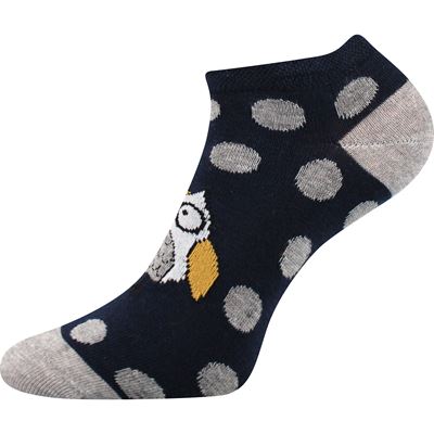 Women's low socks PIKI 62 summer polka dot with owls (3 pairs)
