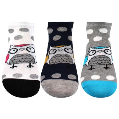 Women's low socks PIKI 62 summer polka dot with owls (3 pairs)