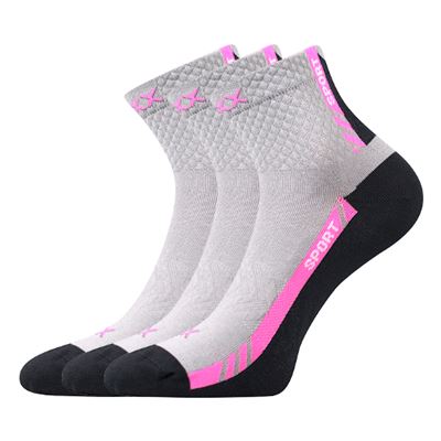 PIUS thin sports socks with cotton LIGHT GREY WITH PINK
