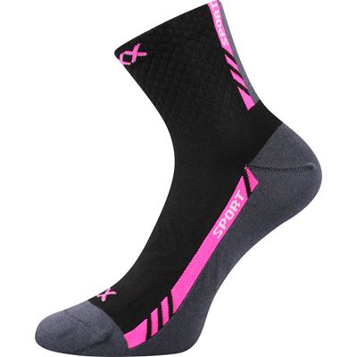 PIUS thin sports socks with cotton BLACK WITH PINK