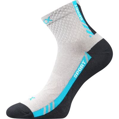PIUS thin sports socks with cotton LIGHT GREY WITH TURQUOISE
