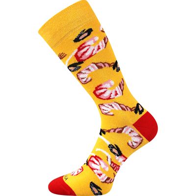 Original socks with PIZZA motif in SEAFOOD box, pattern 2