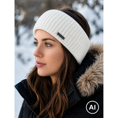 Women's knitted headband PREVIA white
