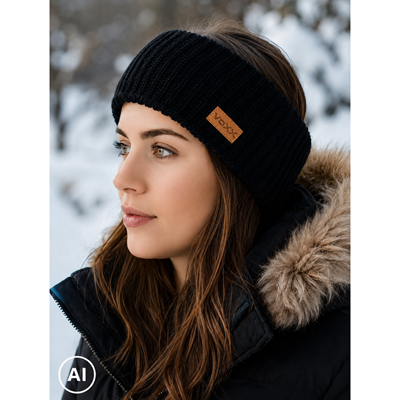 Women's knitted headband PREVIA black