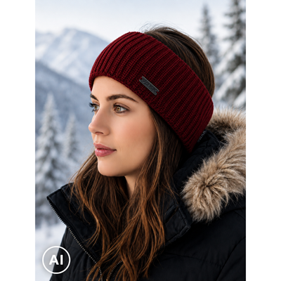 Women's knitted headband PREVIA burgundy