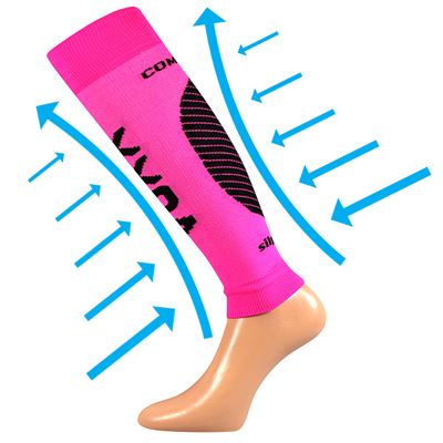 PROTECT compression calf sleeves with silver ions NEON PINK