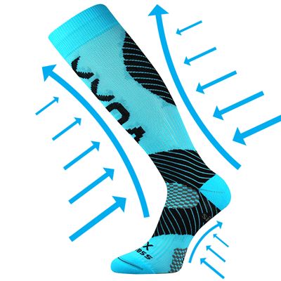 PROTECT compression knee socks with silver ions NEON TURQUOISE