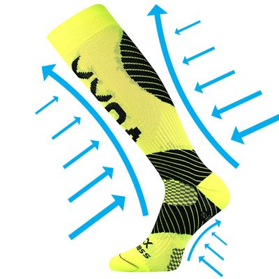 PROTECT compression knee socks with silver ions NEON YELLOW
