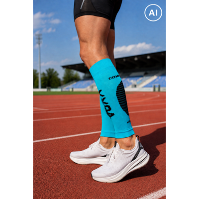 PROTECT compression calf sleeves with silver ions NEON TURQUOISE