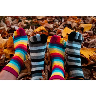 Cotton toe socks PRSTAN 10 striped CROW