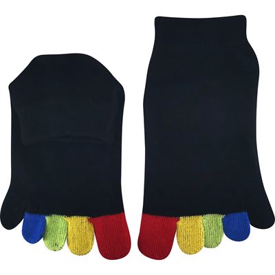 Cotton toe socks PRSTAN 09 low BLACK with coloured toes