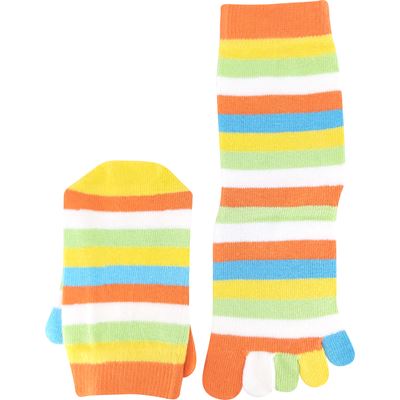 Cotton toe socks PRSTAN 10 striped APRICOT
