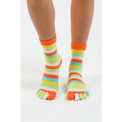 Cotton toe socks PRSTAN 10 striped APRICOT