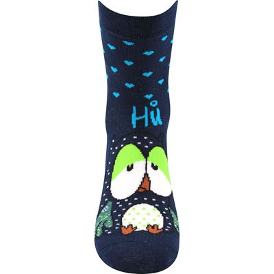 Women's terry socks PRUHANA 12 with owls DARK BLUE