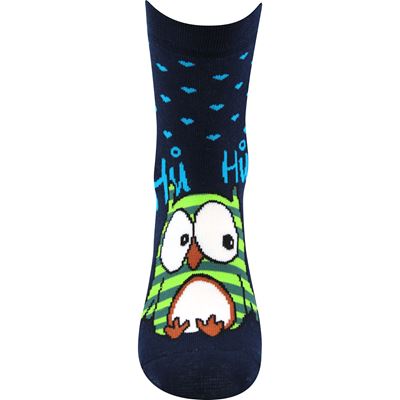 Women's terry socks PRUHANA 12 with owls DARK BLUE