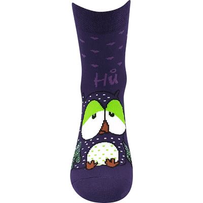 Women's terry socks PRUHANA 12 with owls BLUEBERRY