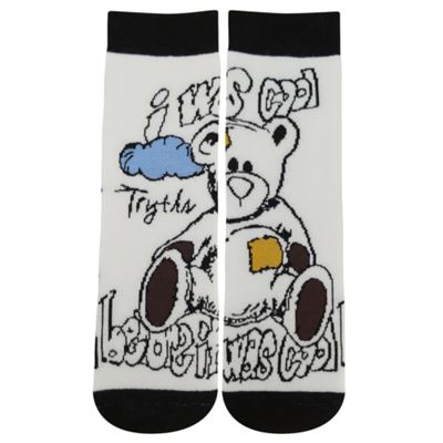 Women's socks, all- terry PRUHANA 13 with a picture of a teddy bear (1 pair)