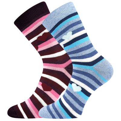 Women's terry socks PRUHANA 2 striped MIX A (2 pairs)