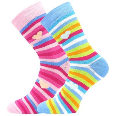 Women's terry socks PRUHANA 2 striped MIX B (2 pairs)