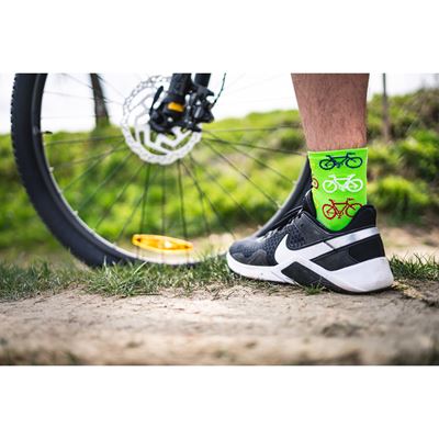RALF X cycling socks with BIKE GREEN design