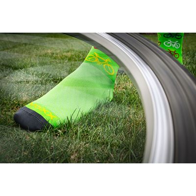 RALF X cycling socks with BIKE GREEN design