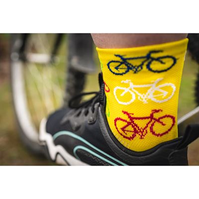 RALF X cycling socks with BIKE YELLOW design