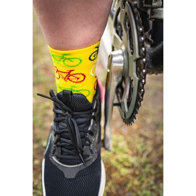 RALF X cycling socks with BIKE YELLOW design