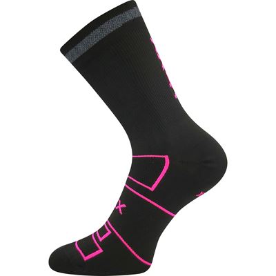 REFLEXON sports socks with reflective element BLACK with neon pink