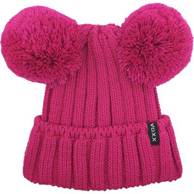 RENAMA girls' knitted hat with pom-poms, DARK PINK