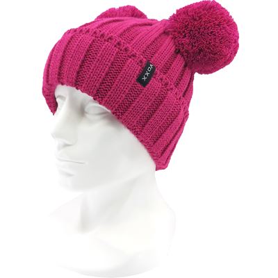 RENAMA girls' knitted hat with pom-poms, DARK PINK