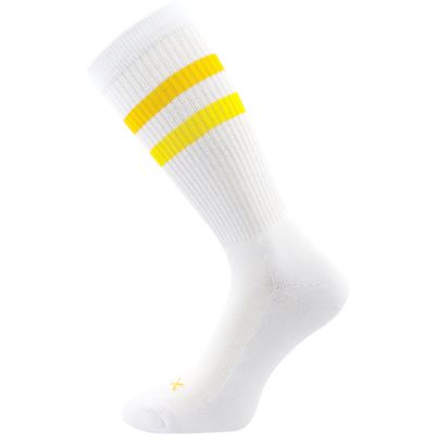 Men's RETRAN sports socks with silver ions, WHITE with yellow