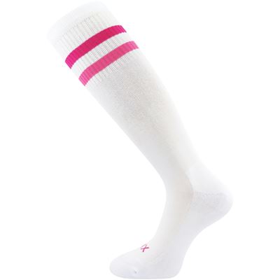 Women's RETRANA sports knee socks with silver ions, WHITE with pink