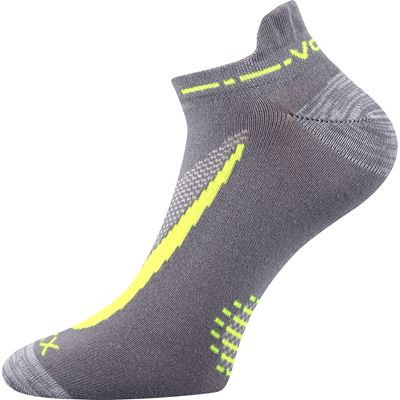 Short thin REX 10 cotton socks, GREY with yellow