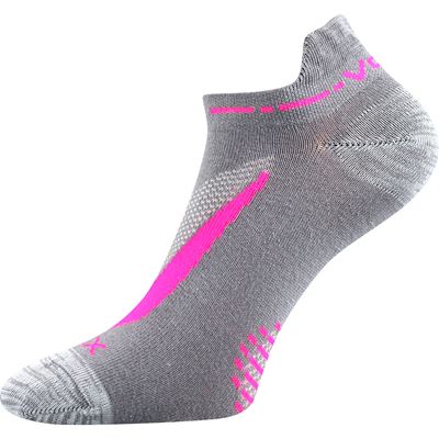 REX 10 cotton short thin socks, GREY with pink