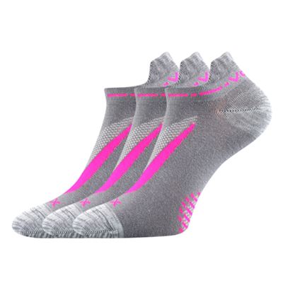 REX 10 cotton short thin socks, GREY with pink