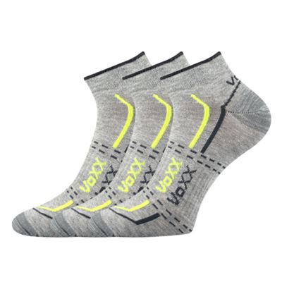 REX 11 cotton short thin socks, LIGHT GREY MELANGE with yellow