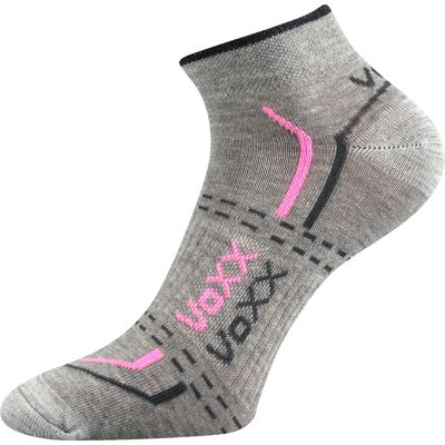 REX 11 short thin cotton socks, LIGHT GREY MELANGE with pink