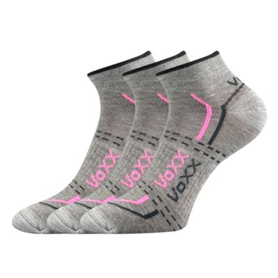 REX 11 short thin cotton socks, LIGHT GREY MELANGE with pink