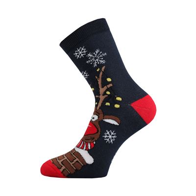 RUDY Christmas terry socks with reindeer, DARK BLUE