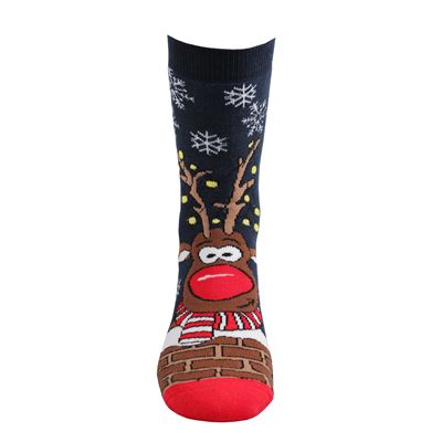 RUDY Christmas terry socks with reindeer, DARK BLUE