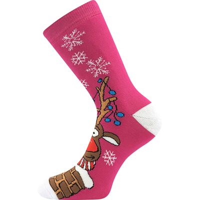 RUDY Christmas terry socks with reindeer PINK